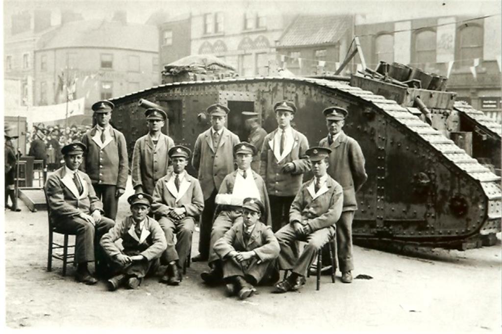 Britská posátka tanku Mark V/IV na západnom fronte.